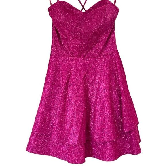 City Studio Women's Pink Juniors' Sweetheart Fit And Flare Dress Size 1 NWT - Picture 2 of 14